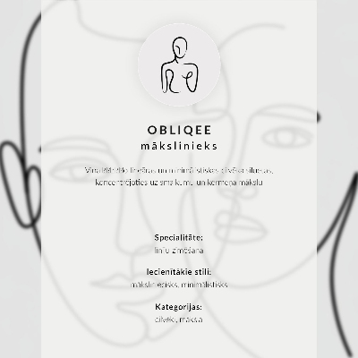 Lámina artística de alta calidad Rostros en técnica de dibujo lineal, minimalismo, elegancia