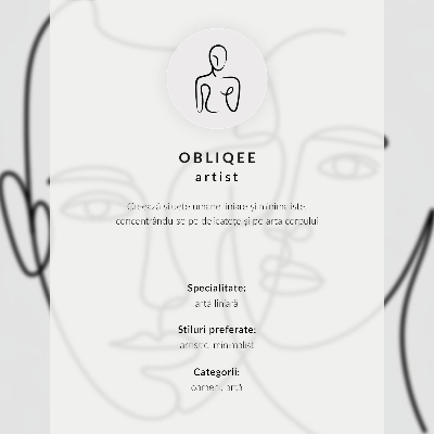 Lámina artística de alta calidad Rostros en técnica de dibujo lineal, minimalismo, elegancia