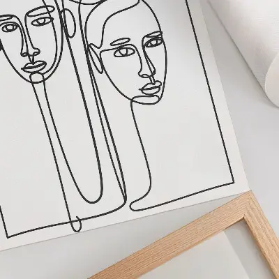 Lámina artística de alta calidad rostros con técnica de dibujo lineal minimalista y elegante