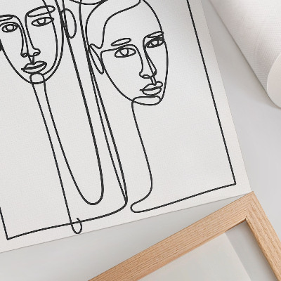 Lámina artística de alta calidad Rostros en técnica de dibujo lineal, minimalismo, elegancia
