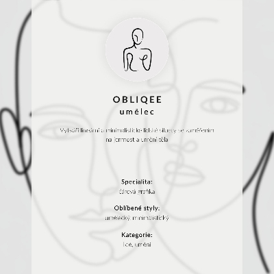 Lámina artística de alta calidad Rostros en técnica de dibujo lineal, minimalismo, elegancia