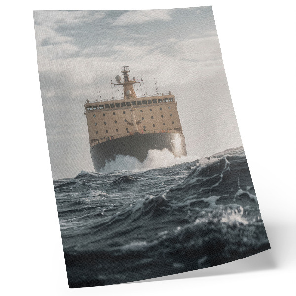 Póster con colores saturados Barco en el mar: Minimalismo, armonía y majestuosidad
