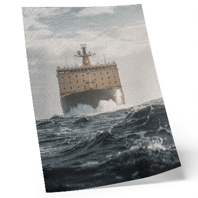 Póster con colores saturados Barco en el mar: Minimalismo, armonía y majestuosidad