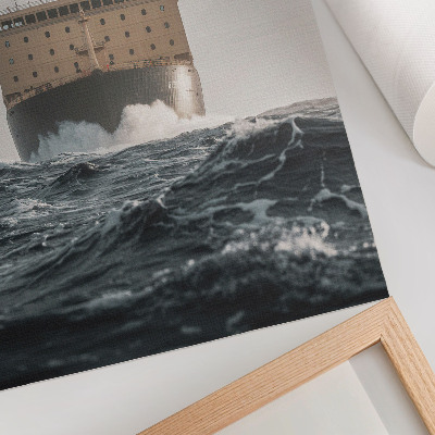 Póster con colores saturados Barco en el mar: Minimalismo, armonía y majestuosidad