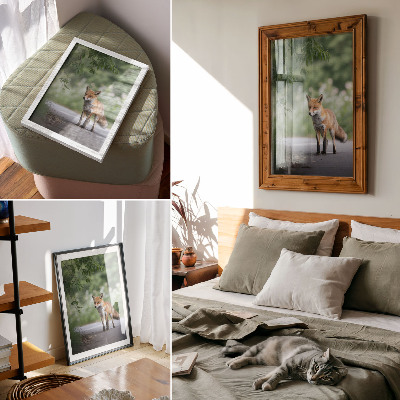 Lienzo decorativo moderno Zorro en la naturaleza verde paz minimalismo