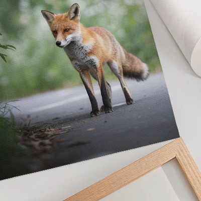 Lienzo decorativo moderno Zorro en la naturaleza verde paz minimalismo