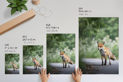 Lienzo decorativo moderno Zorro en la naturaleza verde paz minimalismo