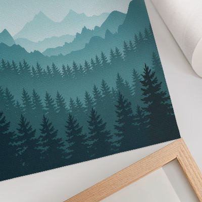 Lienzo decorativo moderno Montañas azules, árboles verdes, espacio natural