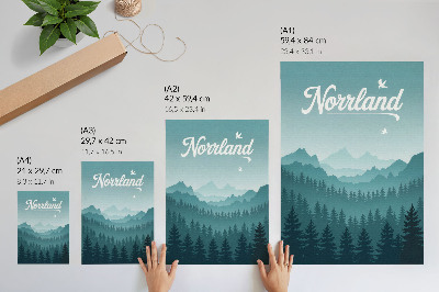Lienzo decorativo moderno Montañas azules, árboles verdes, espacio natural