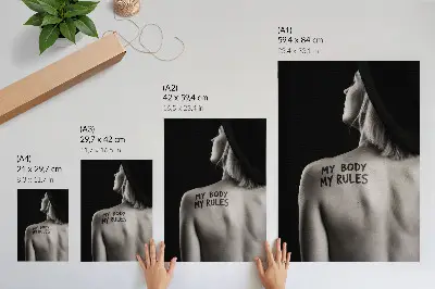 Póster diseño con elegancia en blanco y negro y mensaje contundente