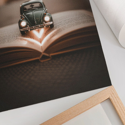 Lámina artística de alta calidad Cochecito en miniatura sobre un libro con luces mágicas