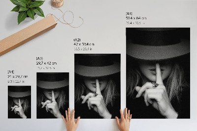 Póster Figura misteriosa, sombrero, silencio, gentileza