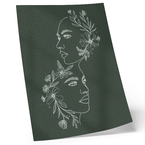 Póster de composición moderna con flores y líneas delicadas con colores saturados