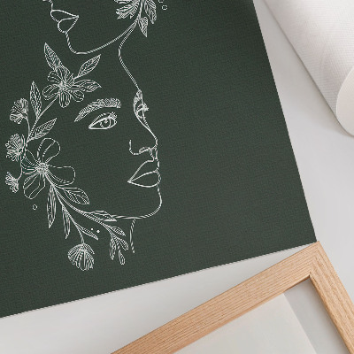 Póster de composición moderna con flores y líneas delicadas con colores saturados