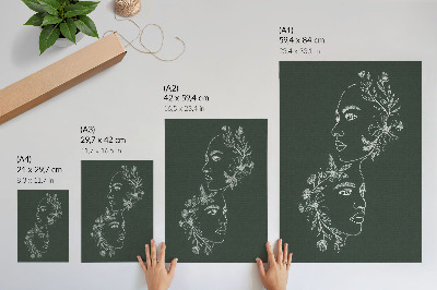 Póster de composición moderna con flores y líneas delicadas con colores saturados