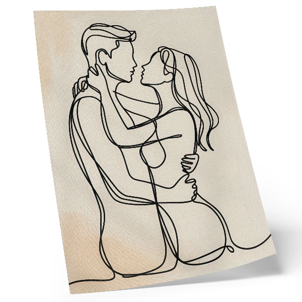 Póster Pareja enamorada minimalista sobre fondo beige