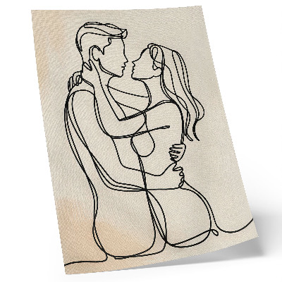 Póster Pareja enamorada minimalista sobre fondo beige