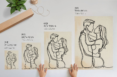 Póster Pareja enamorada minimalista sobre fondo beige