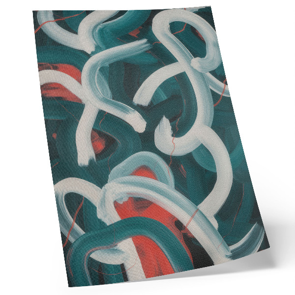 Lienzo decorativo moderno Trazos dinámicos abstractos en tonos turquesa.