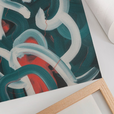 Lienzo decorativo moderno Trazos dinámicos abstractos en tonos turquesa.