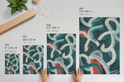 Lienzo decorativo moderno con diseño de trazos abstractos dinámicos en tonos turquesa