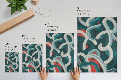 Lienzo decorativo moderno Trazos dinámicos abstractos en tonos turquesa.