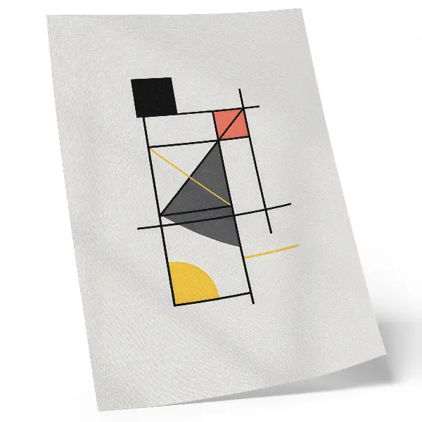 Póster de diseño geométrico con colores saturados y estilo moderno