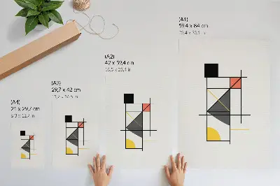 Póster de diseño geométrico con colores saturados y estilo moderno