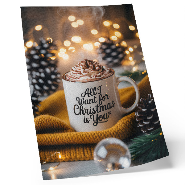 Taza con inscripción bufanda amarilla y luces cálidas póster con colores saturados