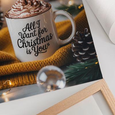 Taza con inscripción bufanda amarilla y luces cálidas póster con colores saturados