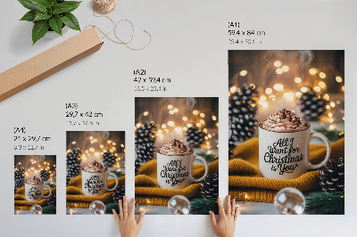 Taza con inscripción bufanda amarilla y luces cálidas póster con colores saturados