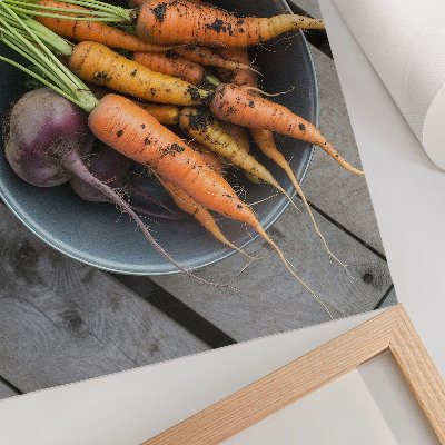 Lámina artística de alta calidad Bol de madera para verduras jugosas estilo rústico