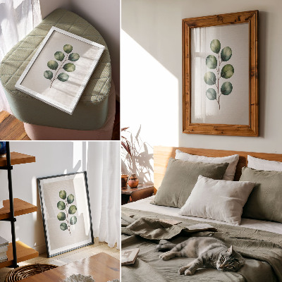 Lienzo decorativo moderno Una rama con un grupo de hojas verdes