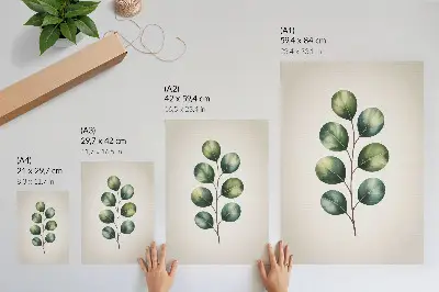 Lienzo decorativo moderno con una rama de hojas verdes
