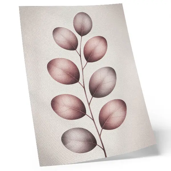 Póster rama con hojas rosas de diseño minimalista y ligero