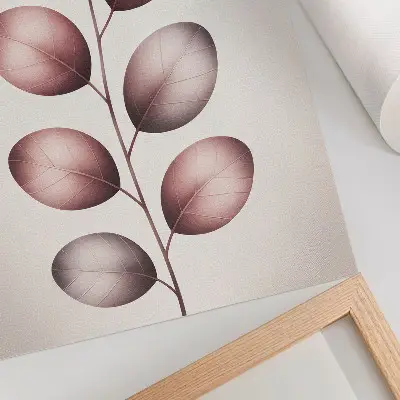 Póster rama con hojas rosas de diseño minimalista y ligero