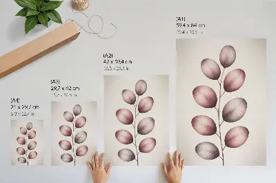 Póster rama con hojas rosas de diseño minimalista y ligero