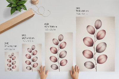 Póster Rama con hojas rosas minimalismo ligereza