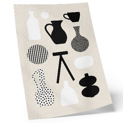 Póster con colores saturados Patrones geométricos en blanco y negro sobre un fondo beige