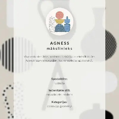 Póster de patrones geométricos con motivos en blanco y negro sobre fondo beige y colores saturados