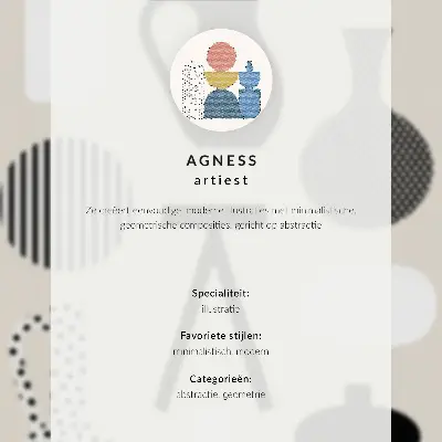 Póster de patrones geométricos con motivos en blanco y negro sobre fondo beige y colores saturados