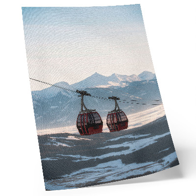 Lienzo decorativo moderno Montañas de paisajes invernales con teleférico