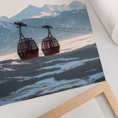 Lienzo decorativo moderno Montañas de paisajes invernales con teleférico
