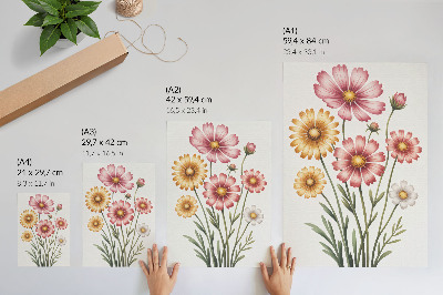 Lámina artística de alta calidad Flores amarillas y rosas en un exuberante ramo