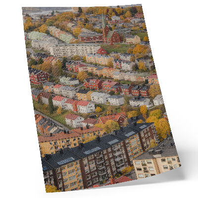 Póster con colores saturados Edificios coloridos en calles sinuosas