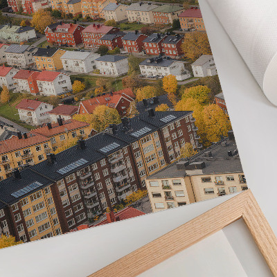 Póster con colores saturados Edificios coloridos en calles sinuosas