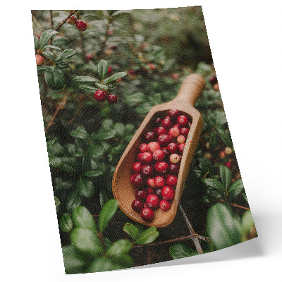 Lienzo decorativo moderno Colores vibrantes de hojas y frutos en una pala de madera