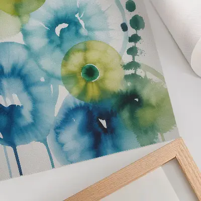 Lámina artística de alta calidad diseño abstracto moderno con manchas azules y verdes