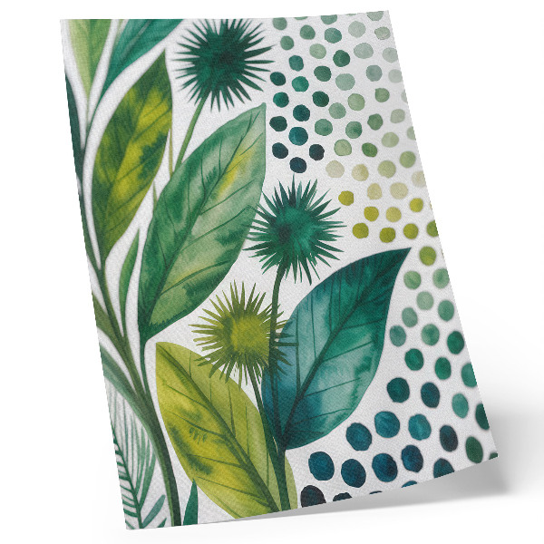 Póster con colores saturados Hojas verdes salpican la naturaleza frescura boho
