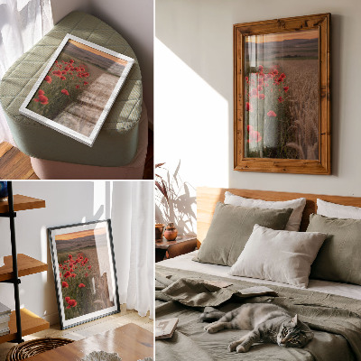 Lienzo decorativo moderno Amapolas puesta de sol armonía de colores de la naturaleza